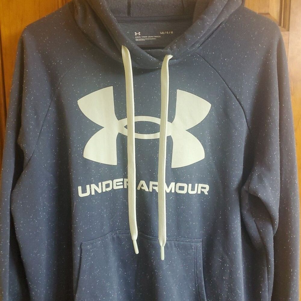 Under Armour‎ Large Hoodie Womens Navy Speckled Rival Fleece Pullover 1356318